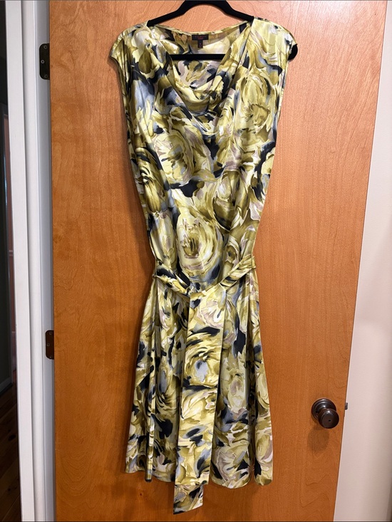 Talbots Dresses & Skirts - Talbots Collection Yellow, Green and Black Floral Cowl Neck Dress